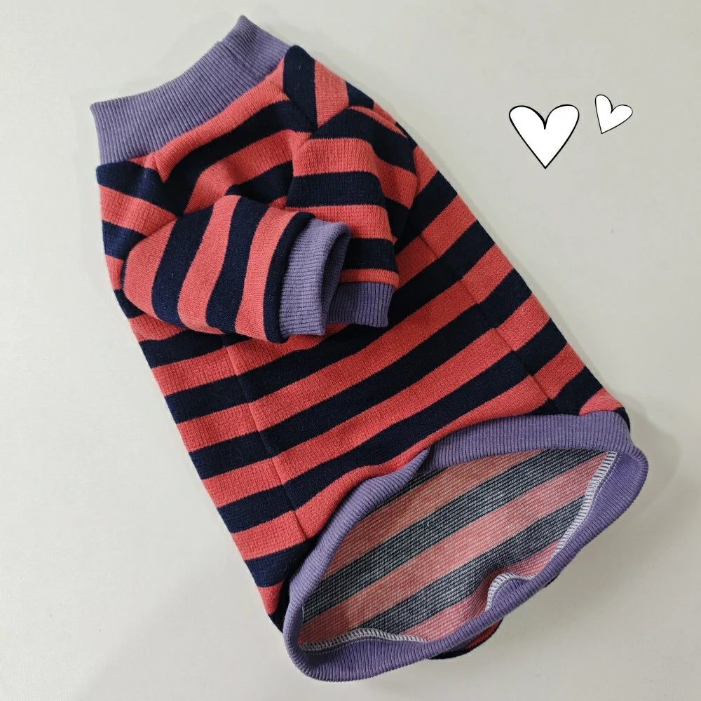 Cat Summer Cotton Breathable Striped T-shirt
