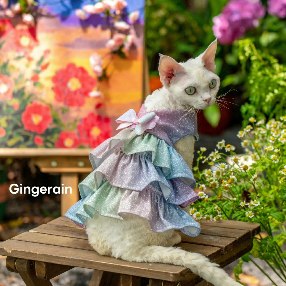 Cat Summer Light Colorful Multi-Layer Dress