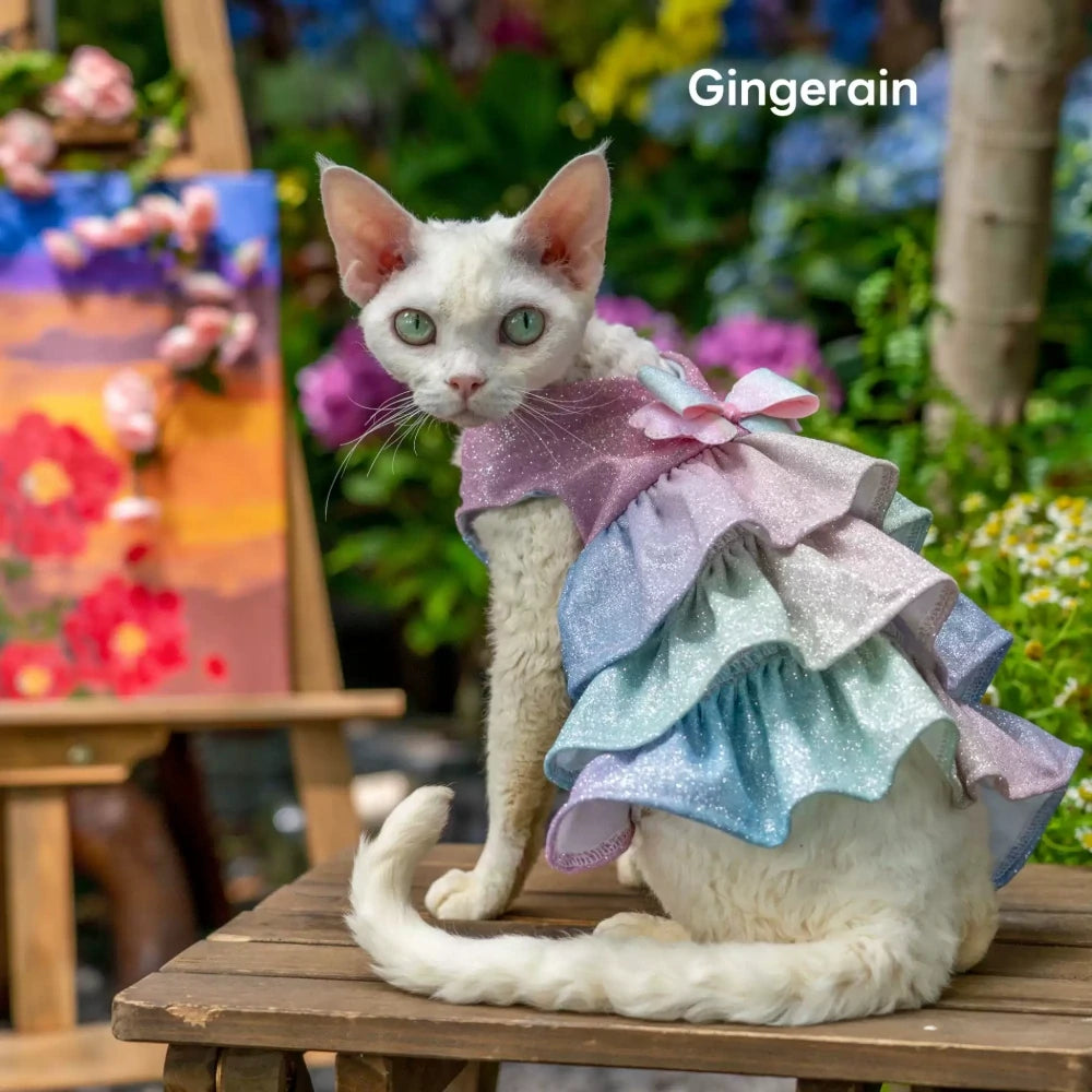 Cat Summer Light Colorful Multi-Layer Dress