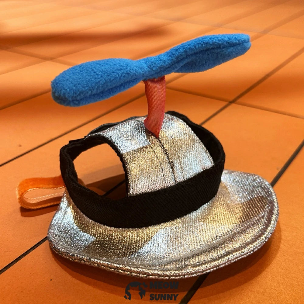 Cat traction chest back hat hairless cat clothes Doraemon bamboo dragonfly sun hat