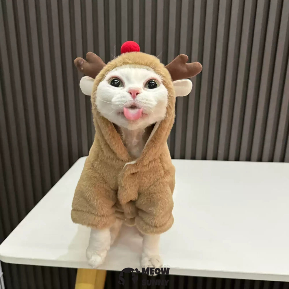 Christmas elk Design Sphynx Hairless Cat Clothes Cute Breathable