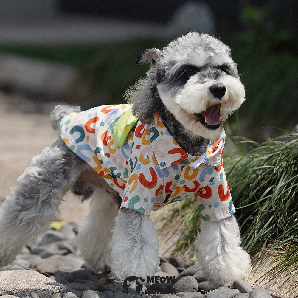 Colorful letter pattern summer thin style dog comfortable handsome shirt