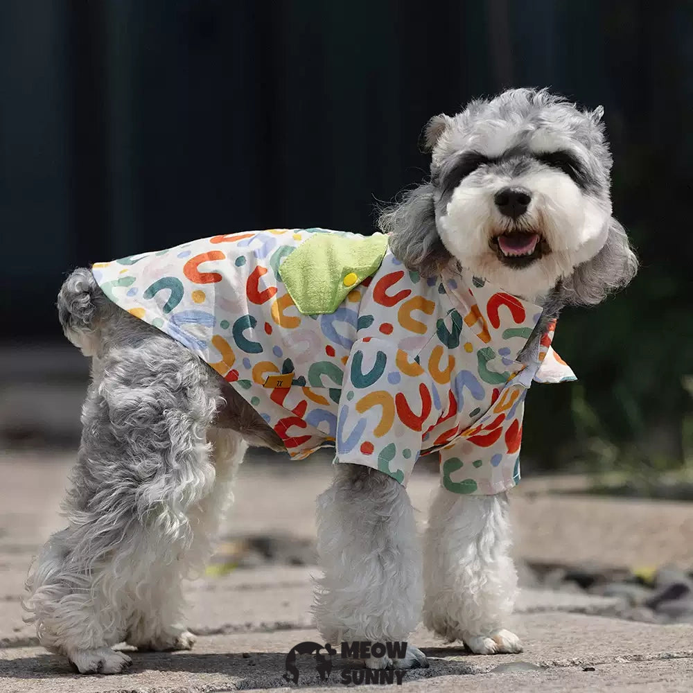 Colorful letter pattern summer thin style dog comfortable handsome shirt