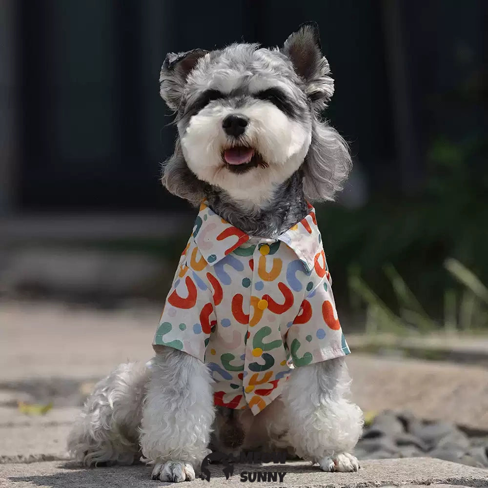 Colorful letter pattern summer thin style dog comfortable handsome shirt