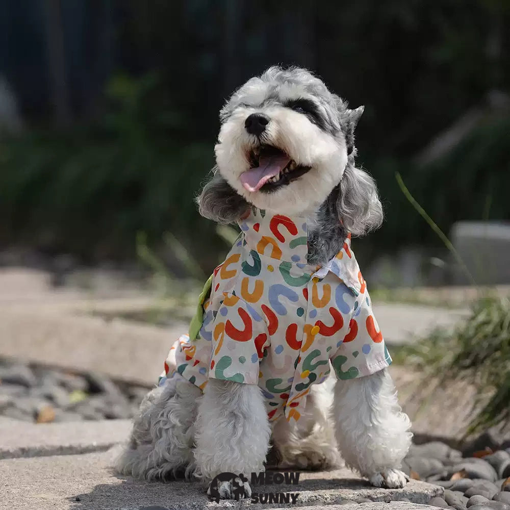 Colorful letter pattern summer thin style dog comfortable handsome shirt