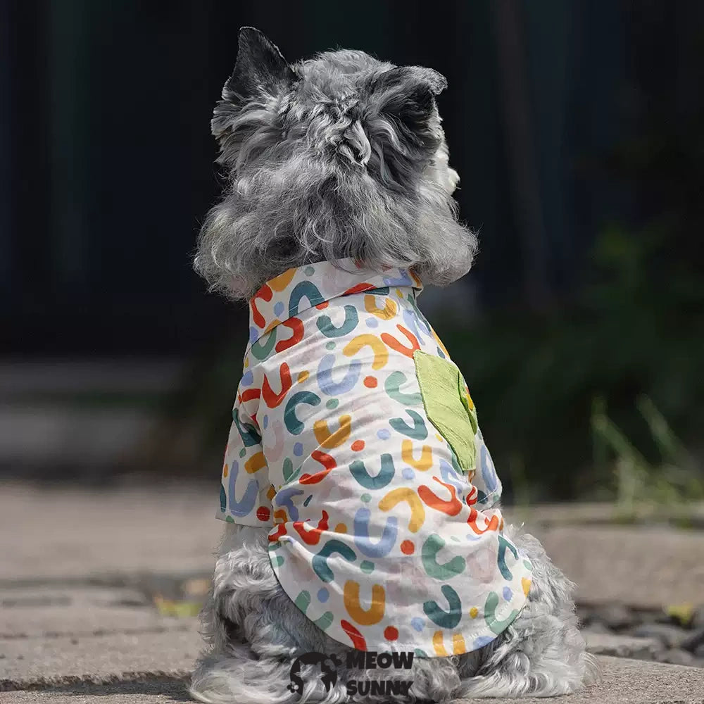 Colorful letter pattern summer thin style dog comfortable handsome shirt