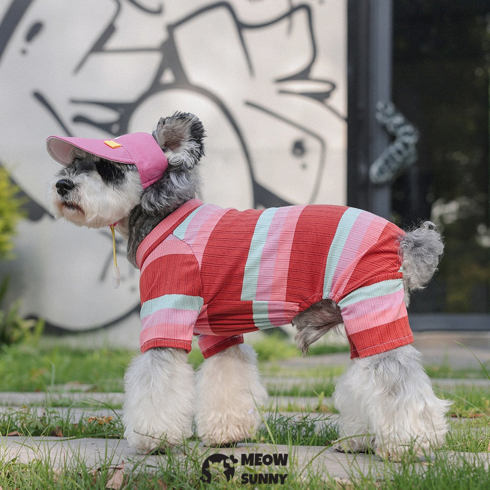 Colorful striped summer thin dog comfortable and fashionable T-shirt