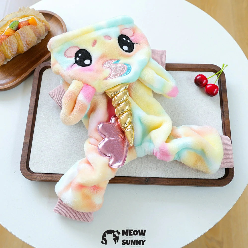 Coral Fleece Four-legged Dog Clothes Cute Unicorn Warm Dog Clothes