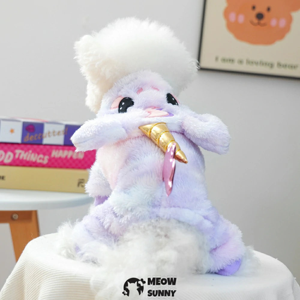 Coral Fleece Four-legged Dog Clothes Cute Unicorn Warm Dog Clothes