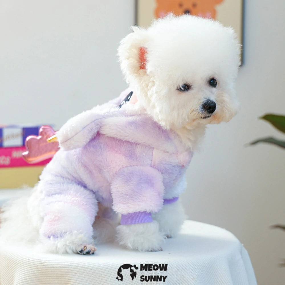 Coral Fleece Four-legged Dog Clothes Cute Unicorn Warm Dog Clothes