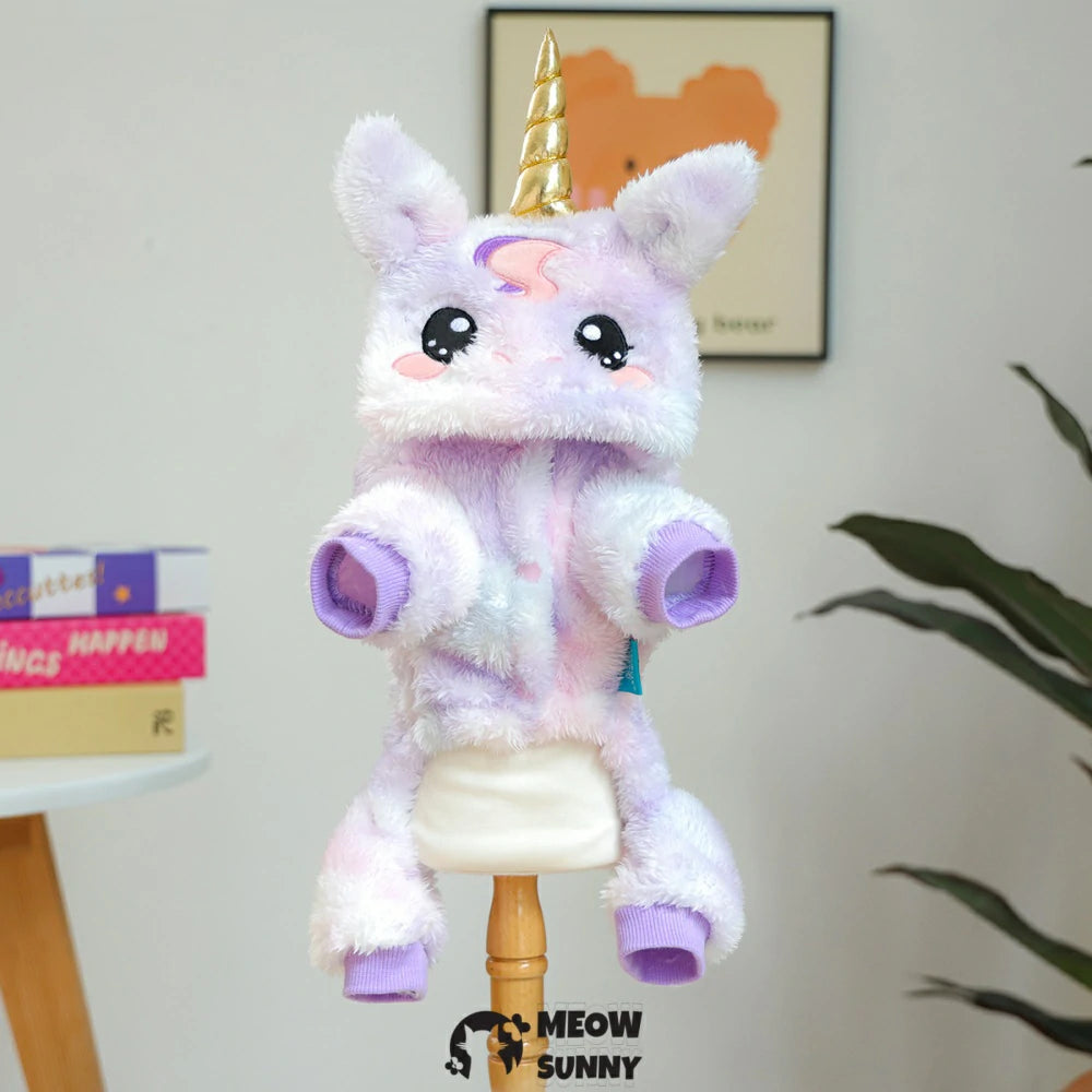 Coral Fleece Four-legged Dog Clothes Cute Unicorn Warm Dog Clothes