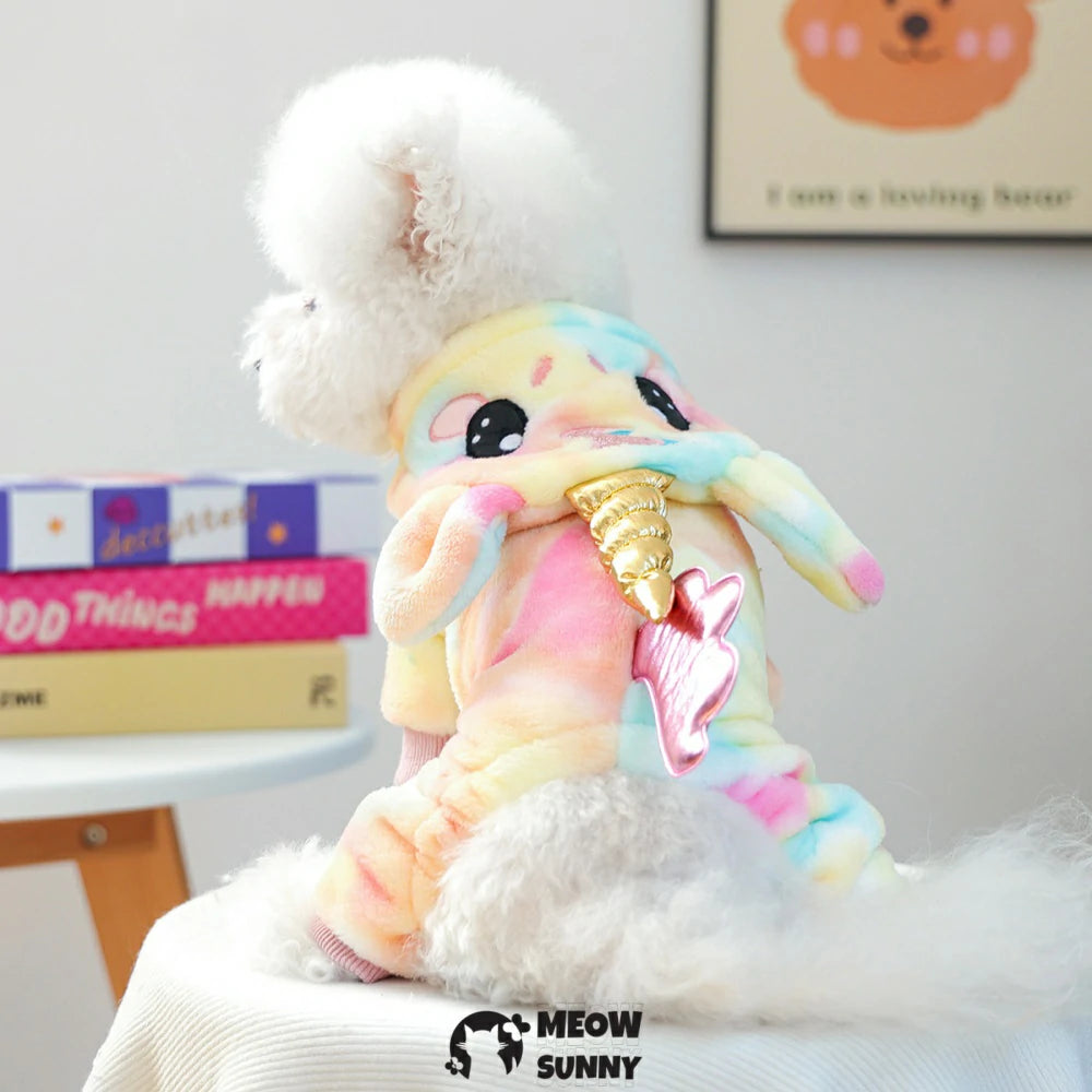 Coral Fleece Four-legged Dog Clothes Cute Unicorn Warm Dog Clothes