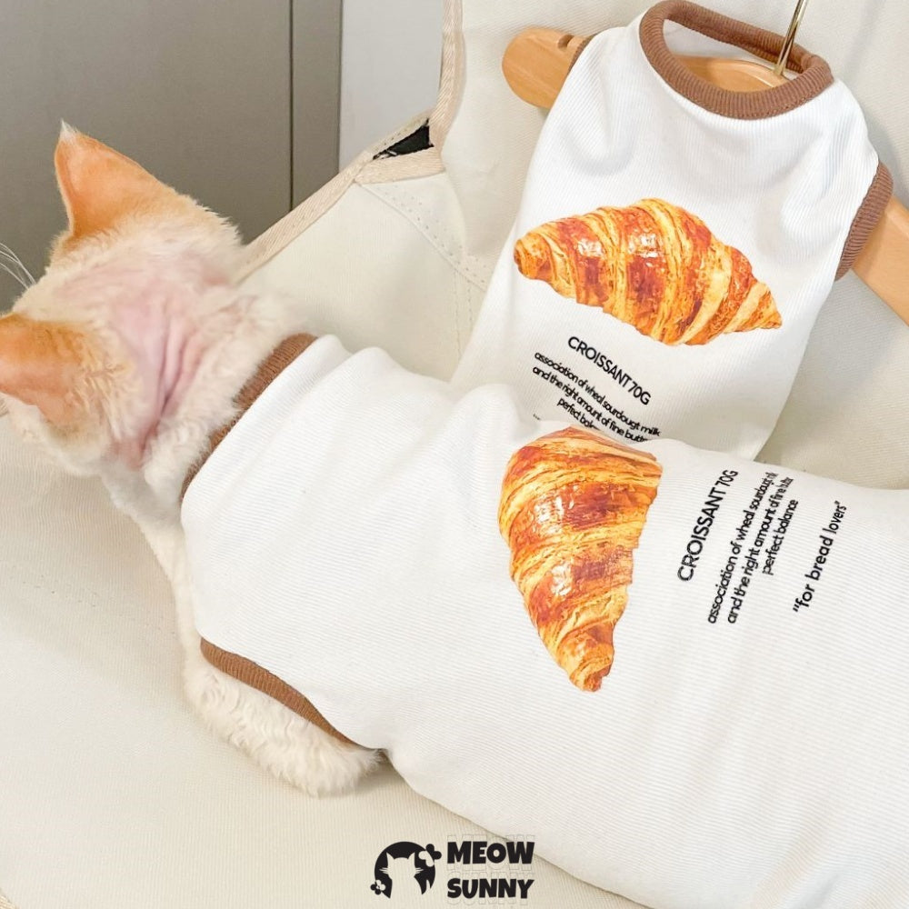 Croissant Sphynx Cat Clothes, Breathable Hairless Cat Shirts