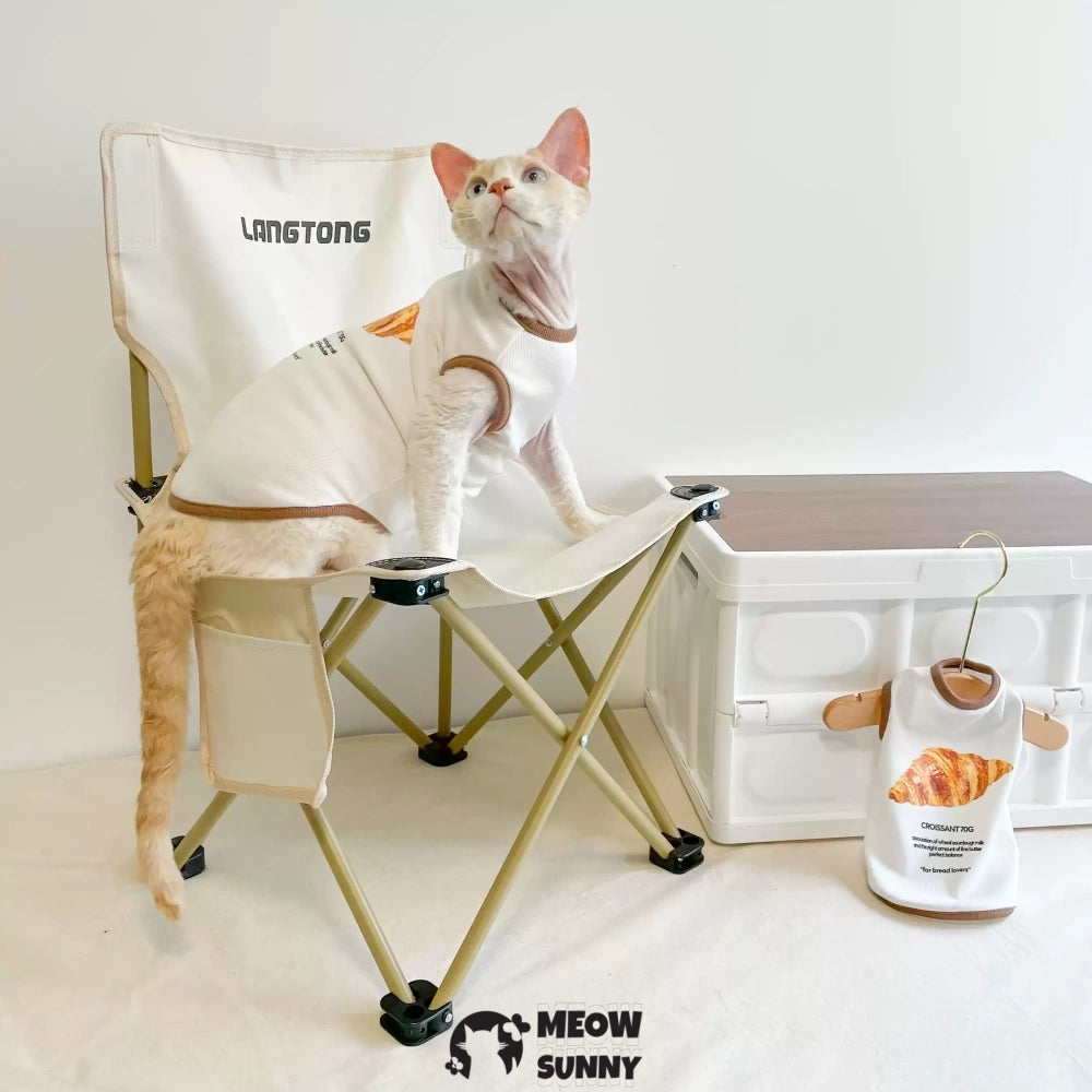 Croissant Sphynx Cat Clothes, Breathable Hairless Cat Shirts