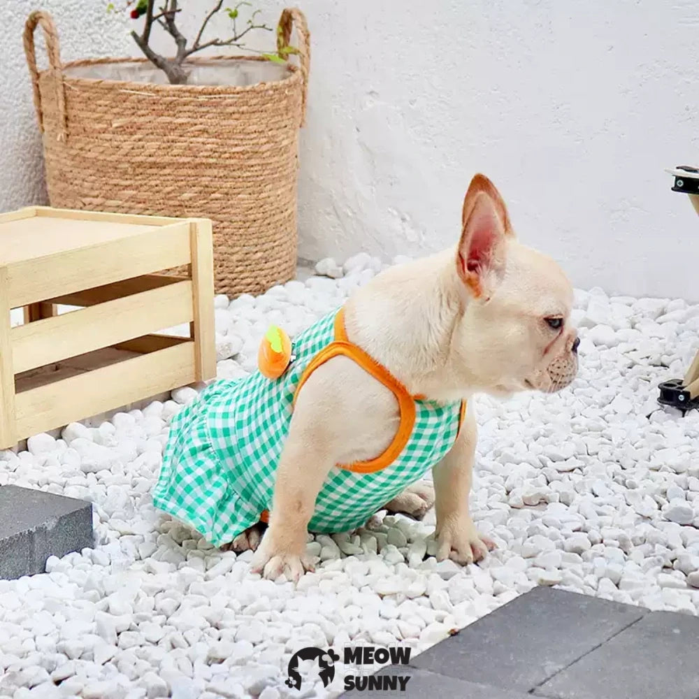 Cute French Bulldog Summer Suspender Dress Thin Cotton Dress