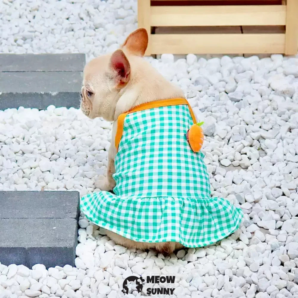 Cute French Bulldog Summer Suspender Dress Thin Cotton Dress