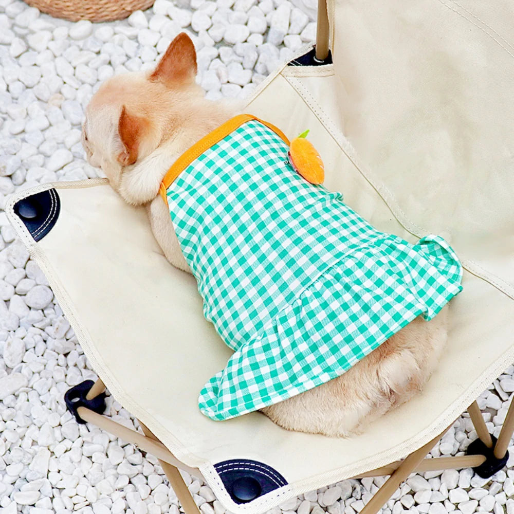 Cute French Bulldog Summer Suspender Dress Thin Cotton Dress