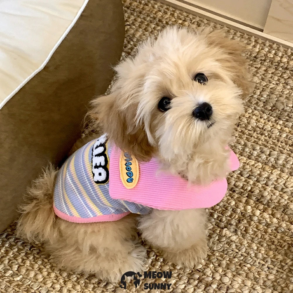 Cute Striped Small Dog Soft Cotton Breathable T-Shirts