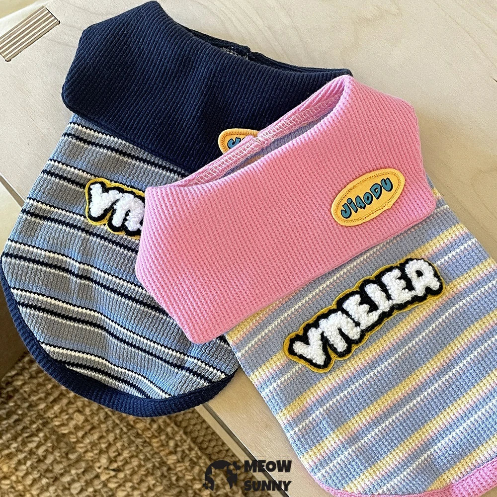Cute Striped Small Dog Soft Cotton Breathable T-Shirts