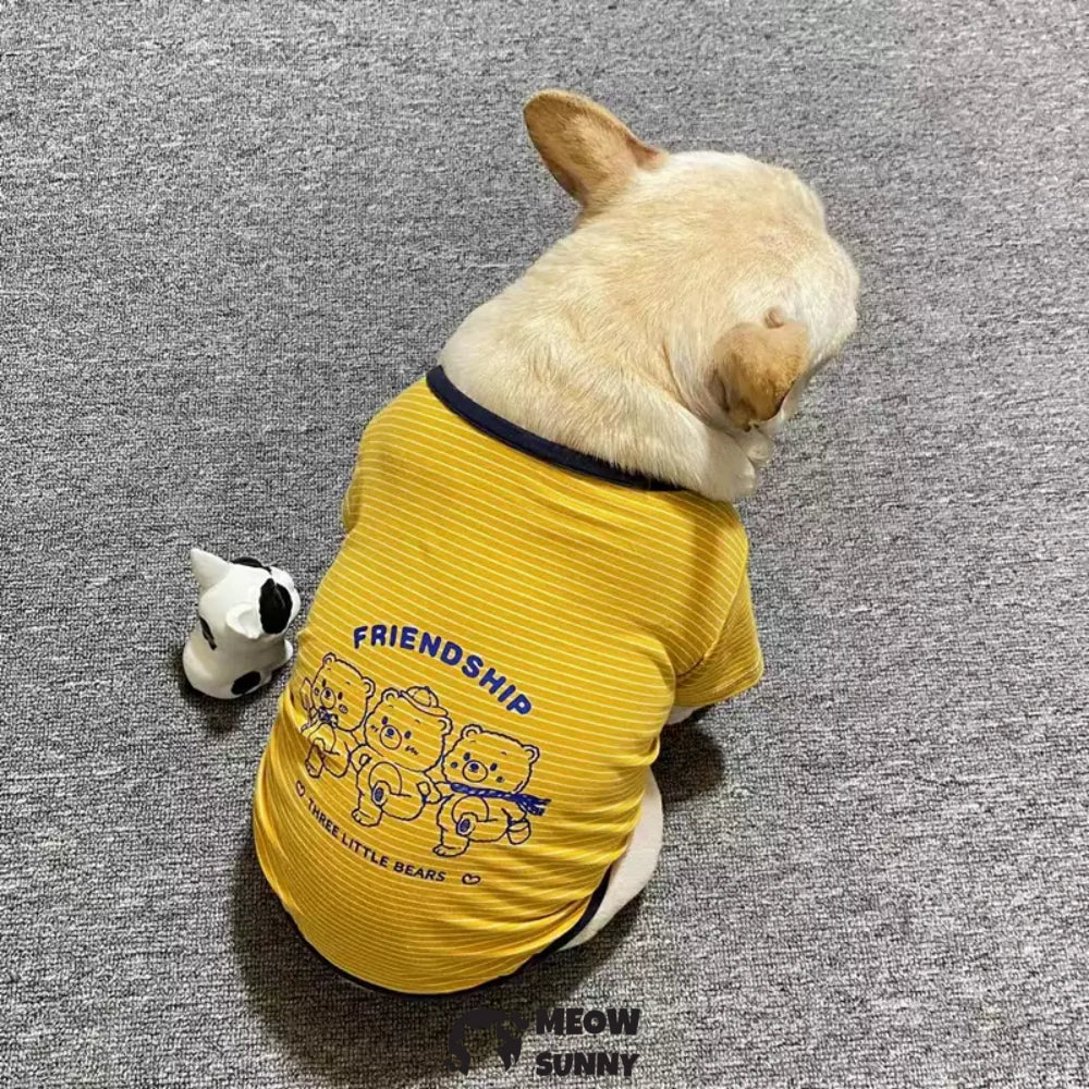 Cute Striped Small Dog T Shirts Soft Cotton Girl Dog Clothes Breathable