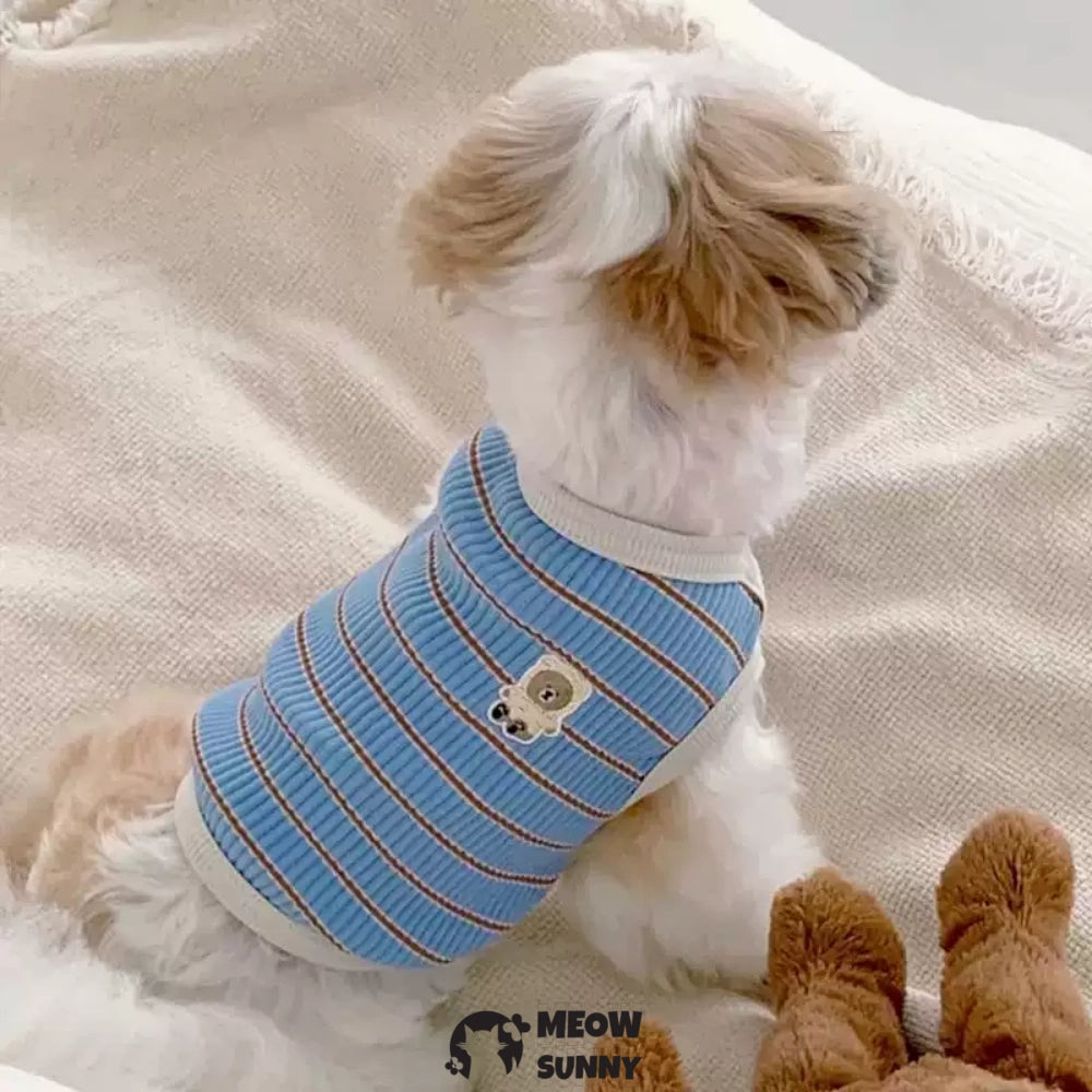 Cute Striped Small Dog T Shirts Soft Cotton Girl Dog Clothes Breathable