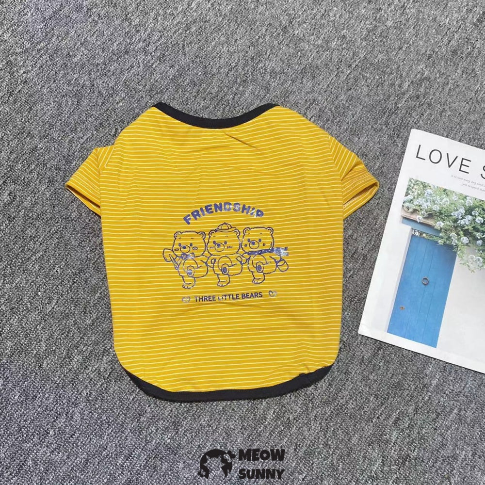 Cute Striped Small Dog T Shirts Soft Cotton Girl Dog Clothes Breathable
