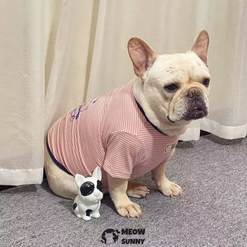Cute Striped Small Dog T Shirts Soft Cotton Girl Dog Clothes Breathable