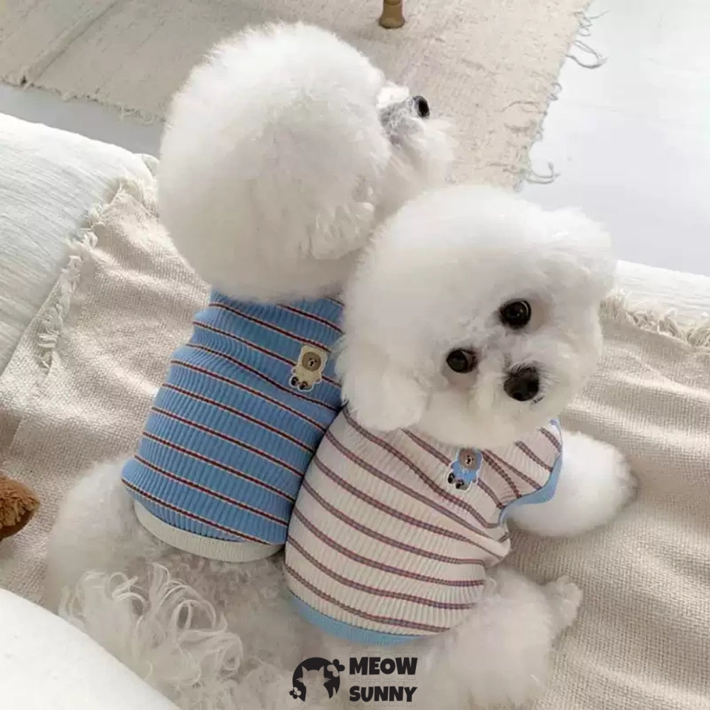 Cute Striped Small Dog T Shirts Soft Cotton Girl Dog Clothes Breathable