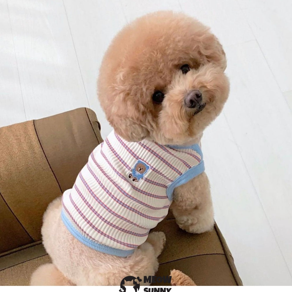 Cute Striped Small Dog T Shirts Soft Cotton Girl Dog Clothes Breathable
