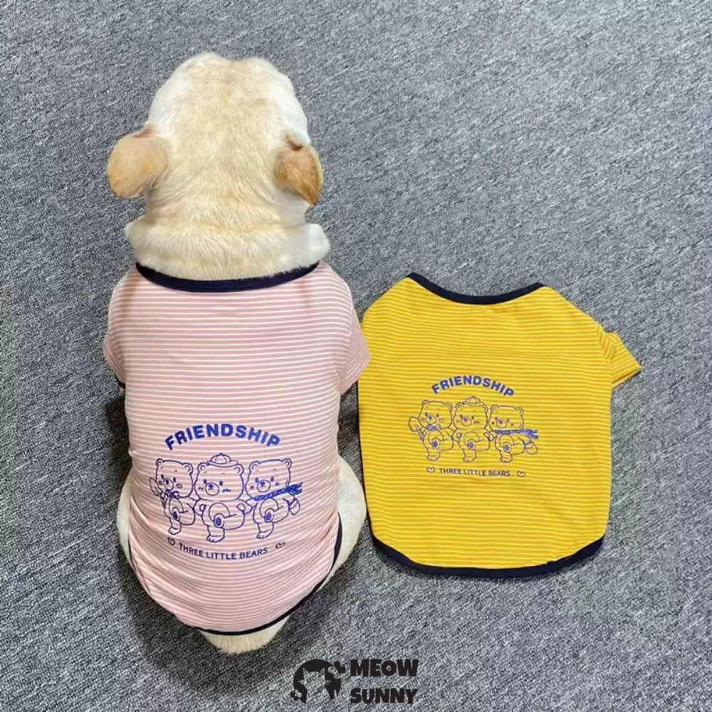Cute Striped Small Dog T Shirts Soft Cotton Girl Dog Clothes Breathable