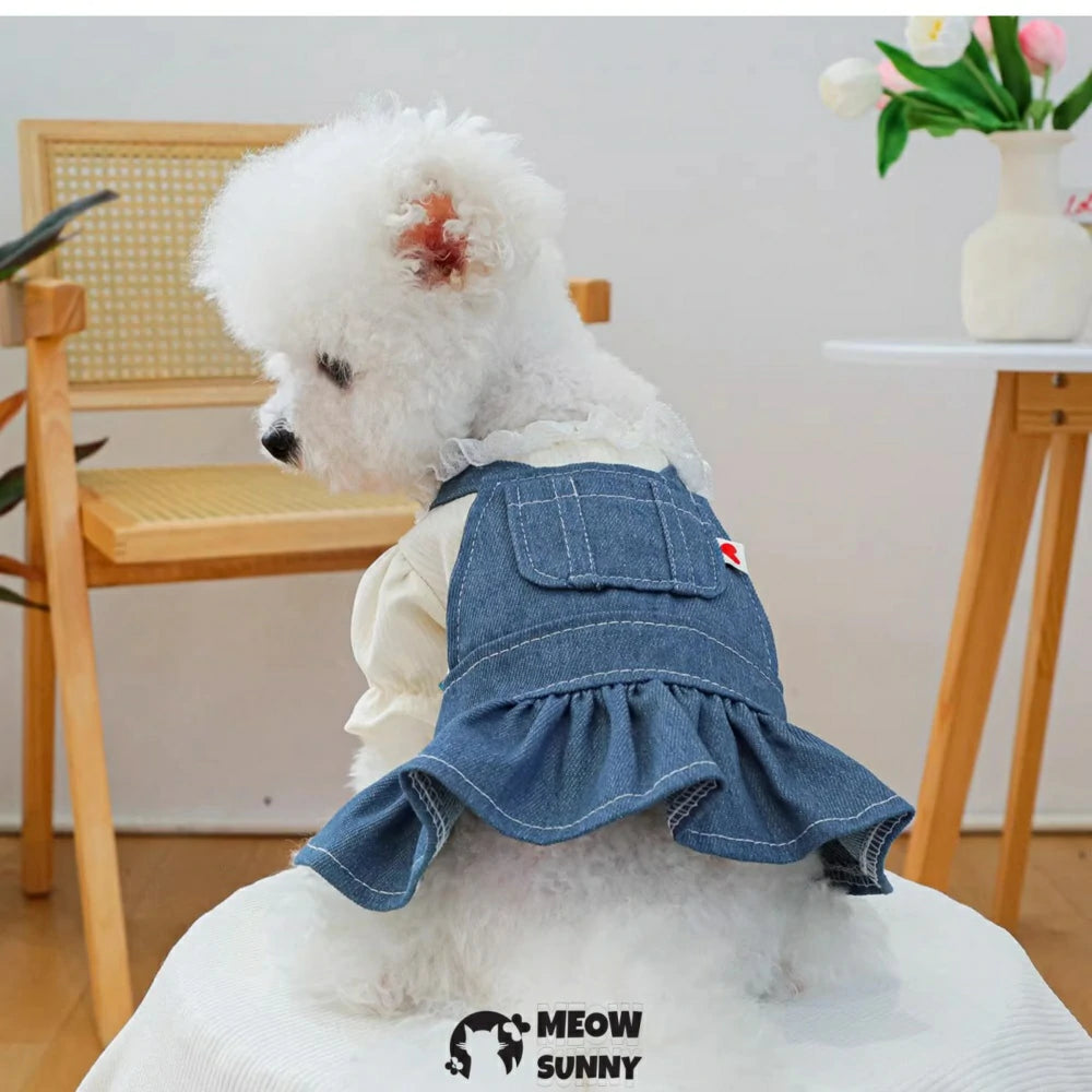 Denim Skirt Pet Clothes Dog Dress Spring Thin Short Skirt