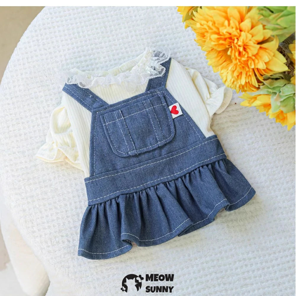 Denim Skirt Pet Clothes Dog Dress Spring Thin Short Skirt