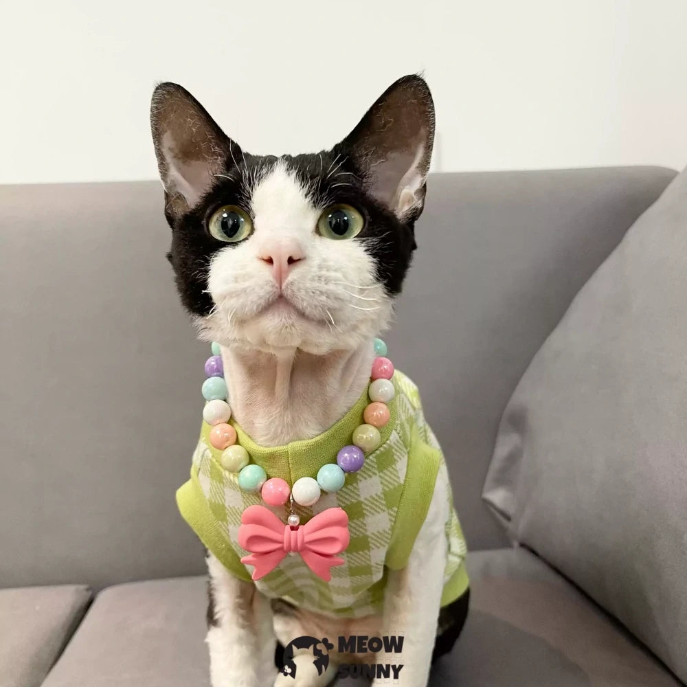 Devon Hairless Cat Skin-friendly Hypoallergenic Short-sleeved Plaid Vest