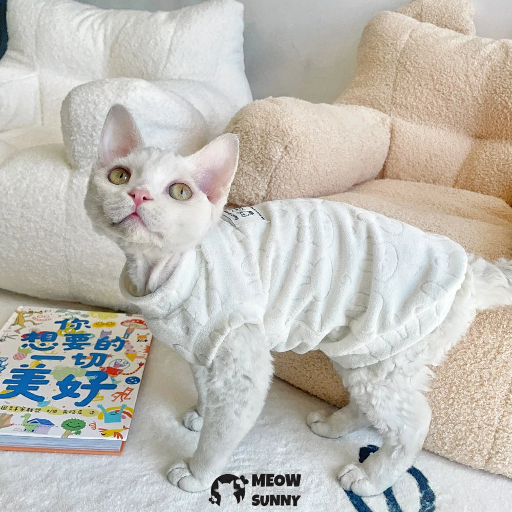 Devon cat clothes soft towel bottom rabbit embossed