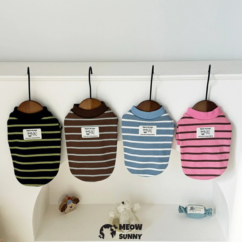 Devon cat clothes spring and autumn fashion striped sweatshirt