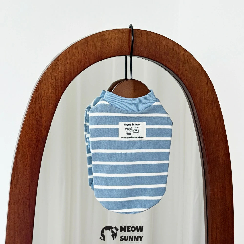 Devon cat clothes spring and autumn fashion striped sweatshirt