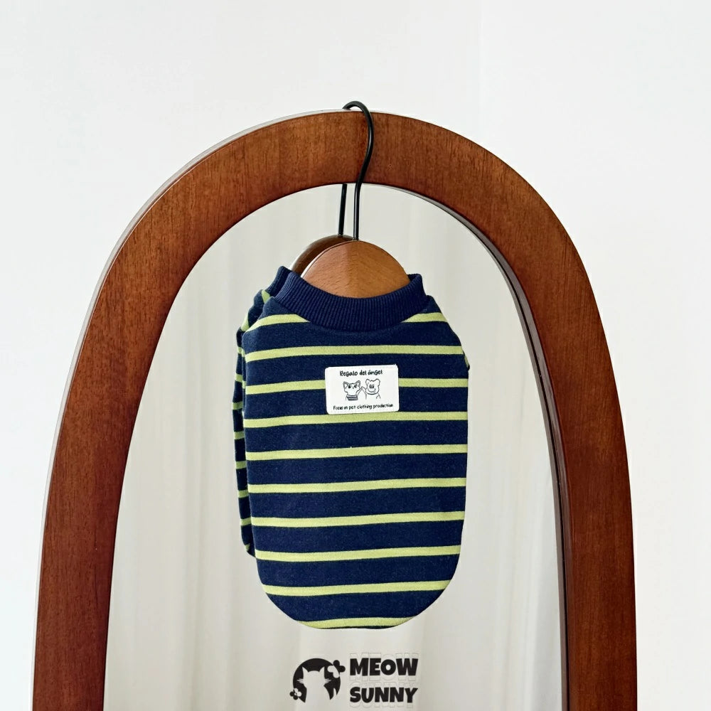 Devon cat clothes spring and autumn fashion striped sweatshirt