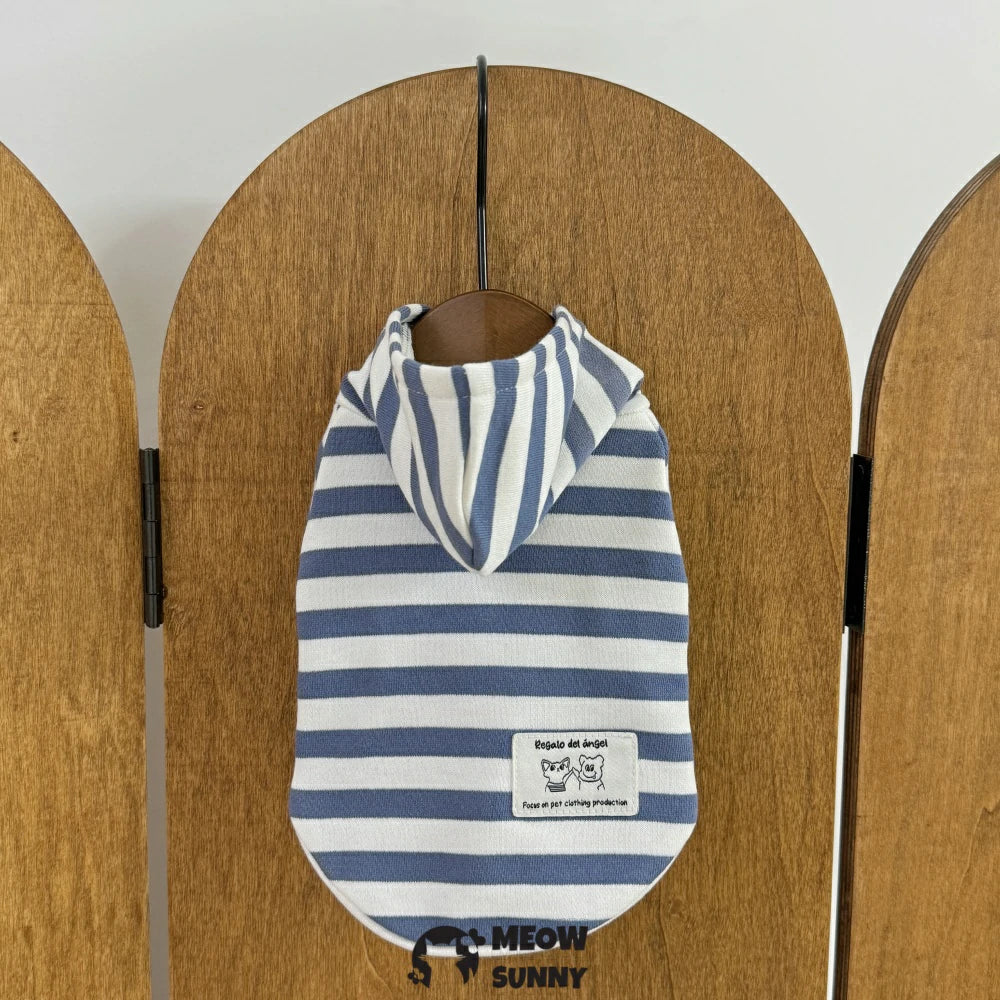Devon cat clothes spring and autumn pure cotton striped hooded sweatshirt