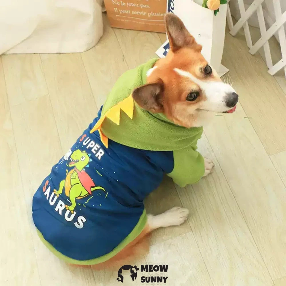 Dinosaur shaped puppy winter clothes warm and thick