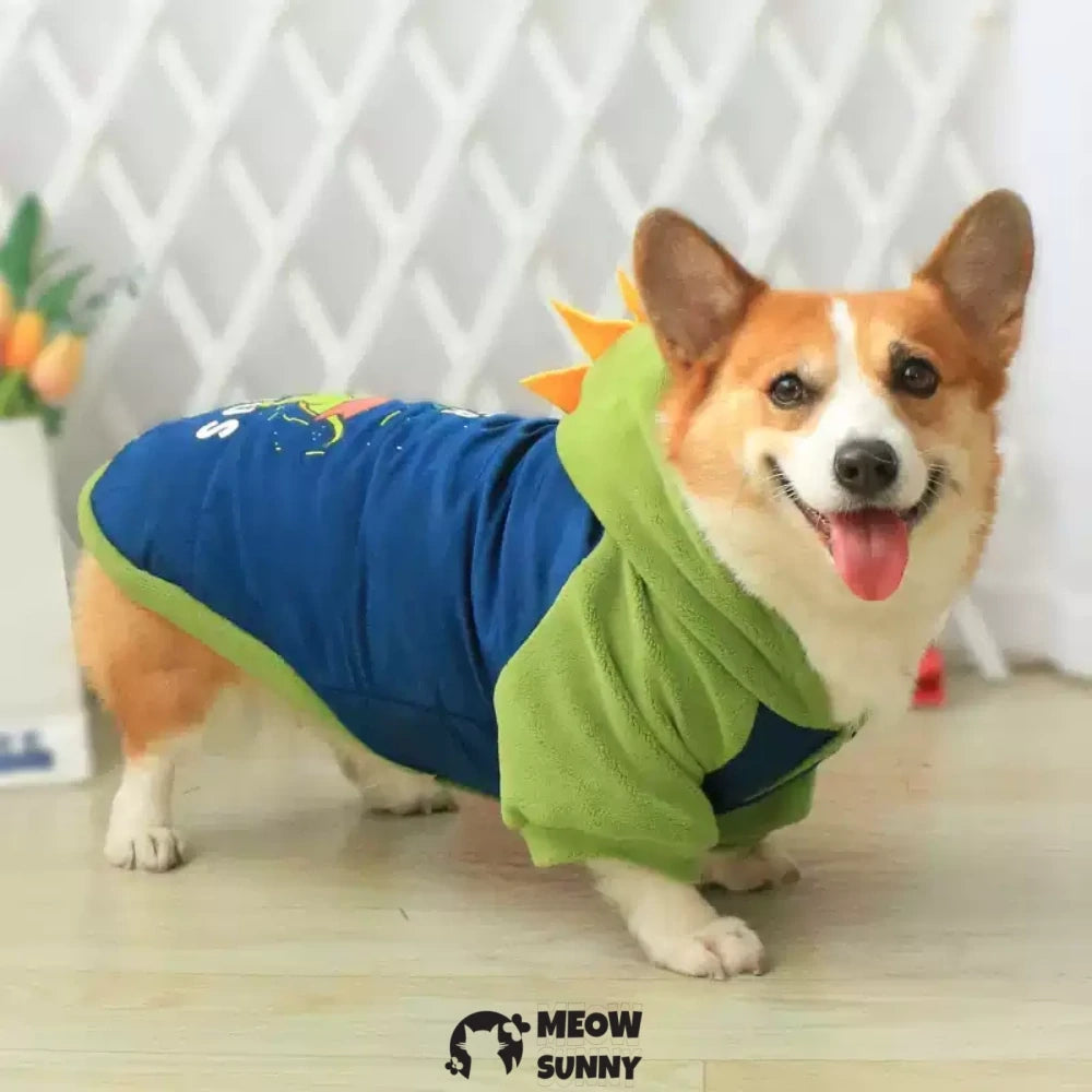 Dinosaur shaped puppy winter clothes warm and thick