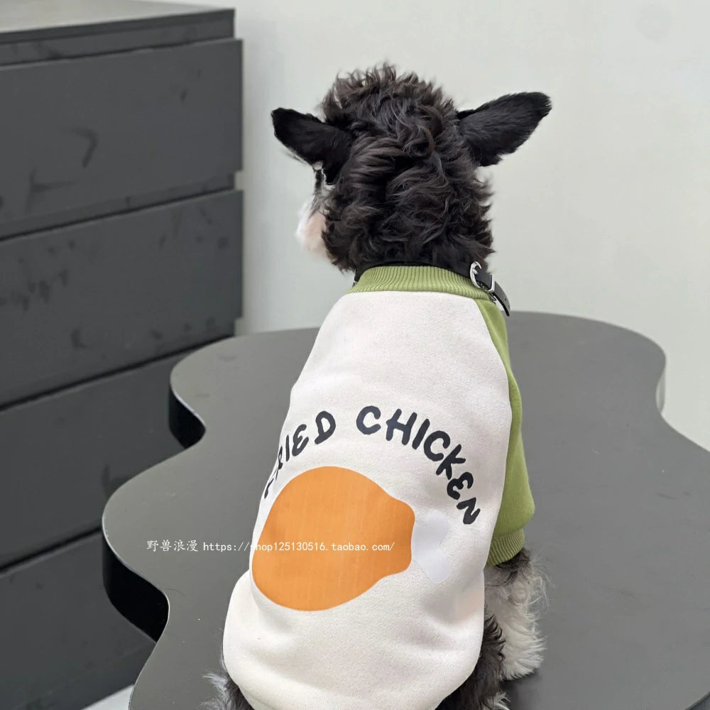 Dog Autumn/Winter Green and Rice Chicken Leg Cotton Warm Sweatshirt