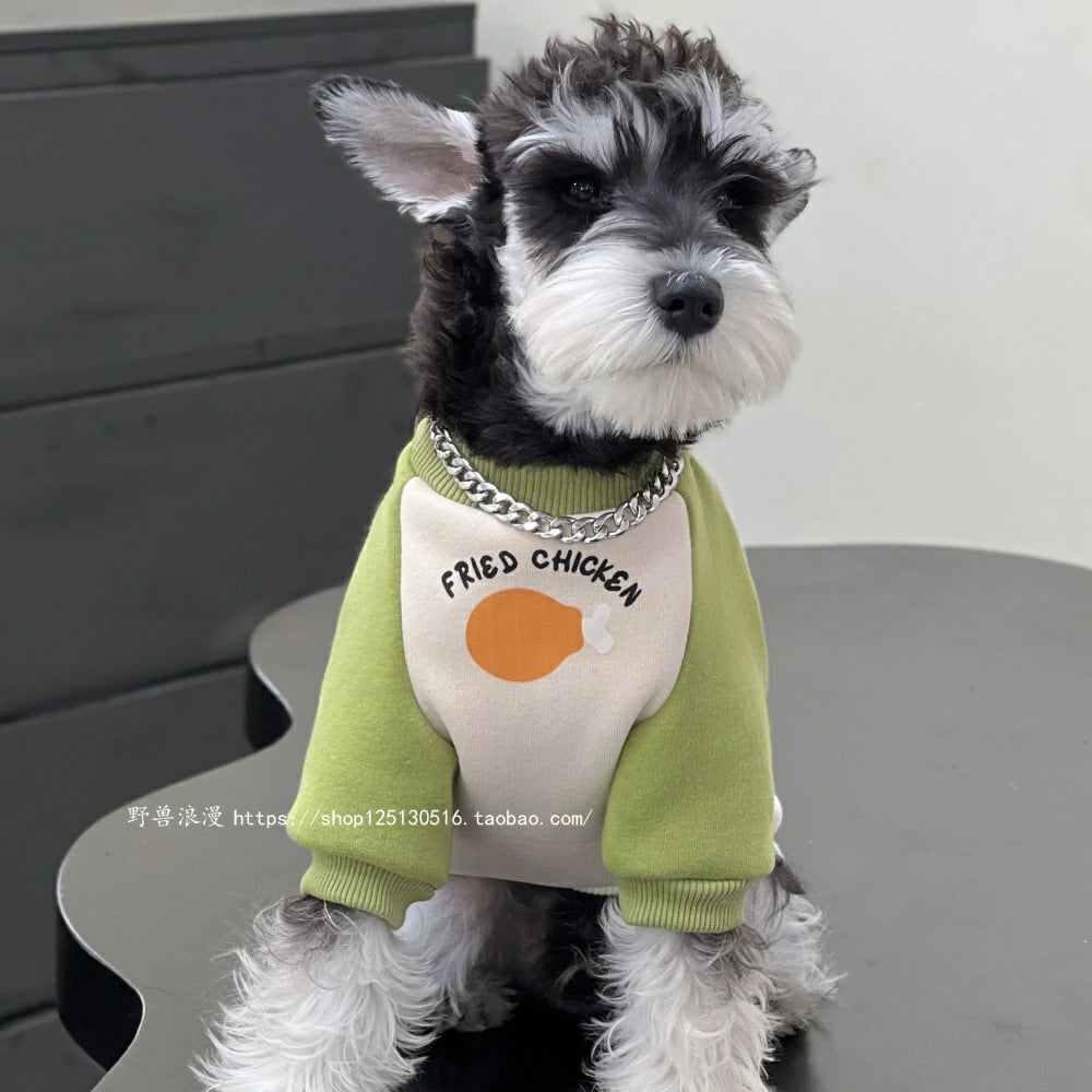 Dog Autumn/Winter Green and Rice Chicken Leg Cotton Warm Sweatshirt