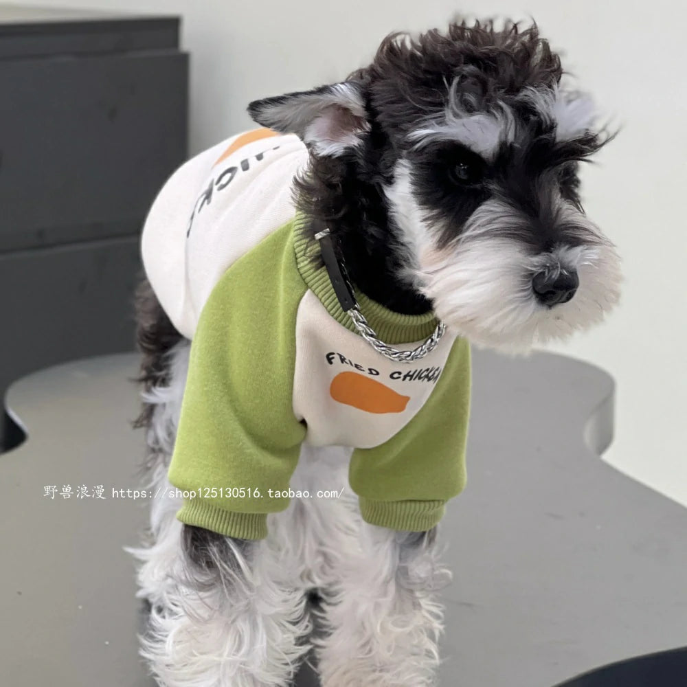 Dog Autumn/Winter Green and Rice Chicken Leg Cotton Warm Sweatshirt