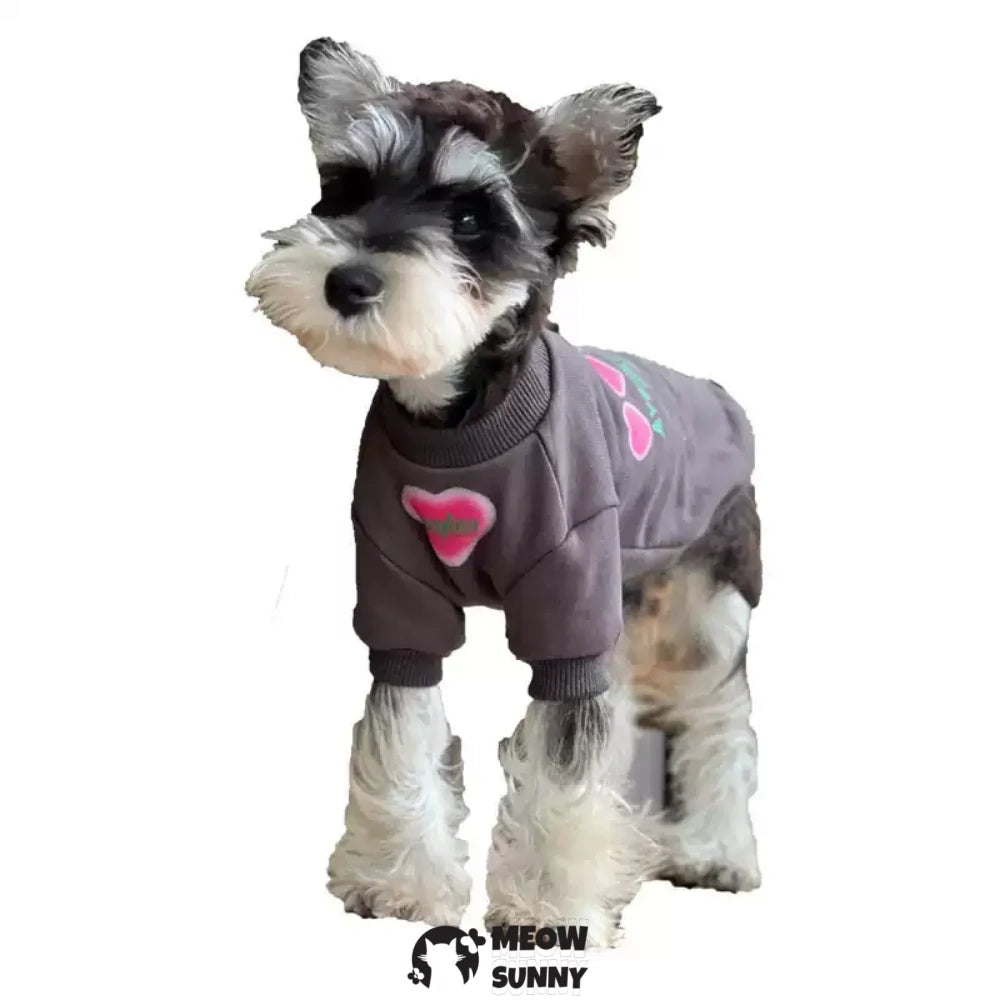 Dog Autumn and Winter Round Neck Gray Heart Plush Cotton Warm Sweatshirt