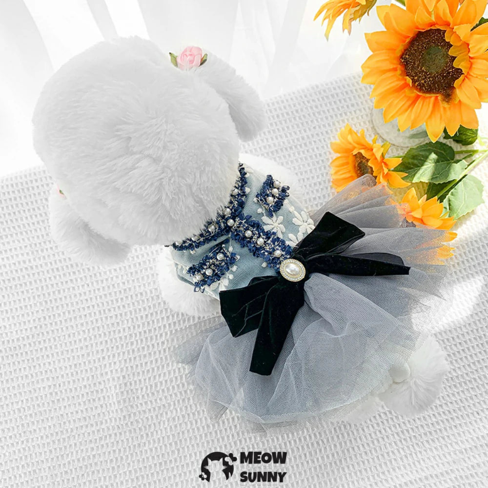 Dog Chanel style clothes puppy princess autumn and winter skirt