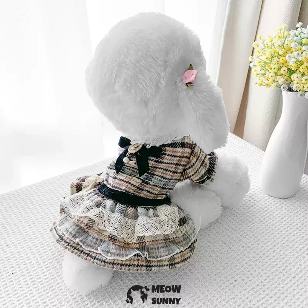 Dog Chanel style clothes puppy princess autumn and winter skirt