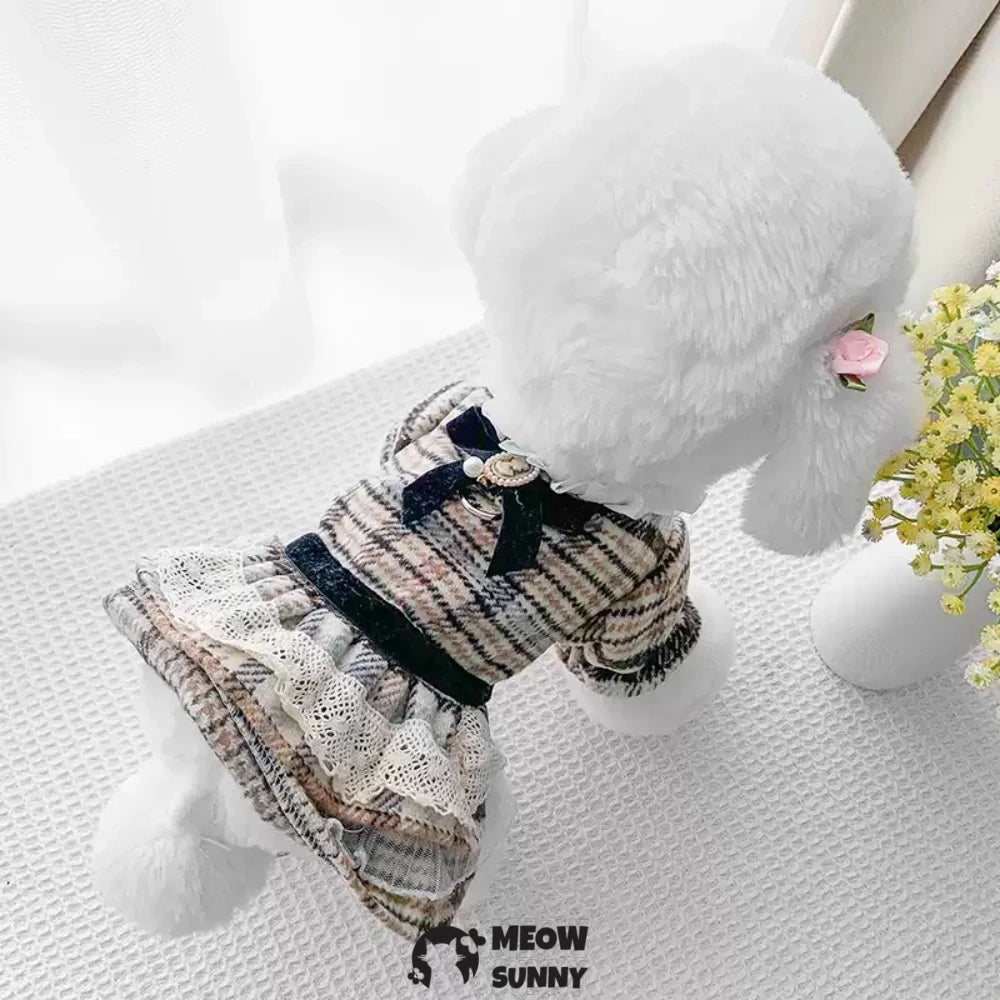 Dog Chanel style clothes puppy princess autumn and winter skirt