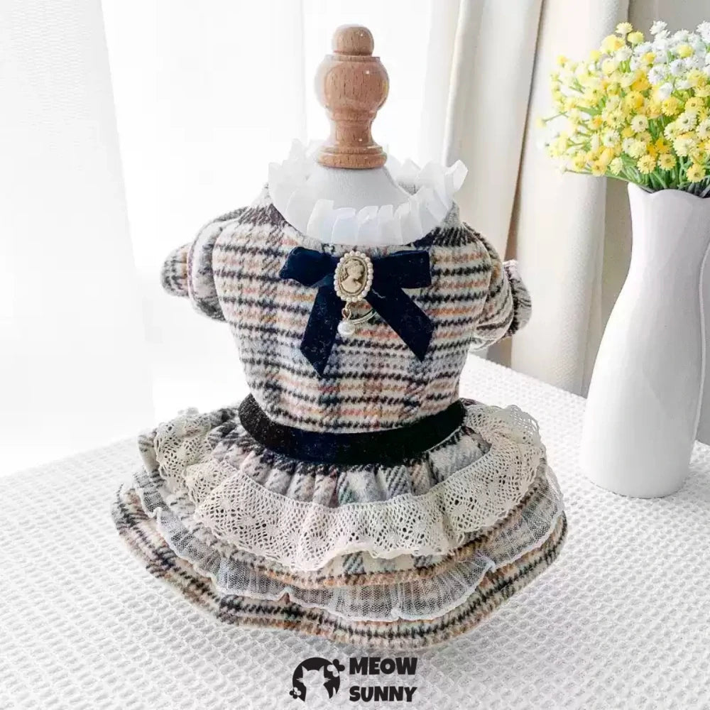 Dog Chanel style clothes puppy princess autumn and winter skirt