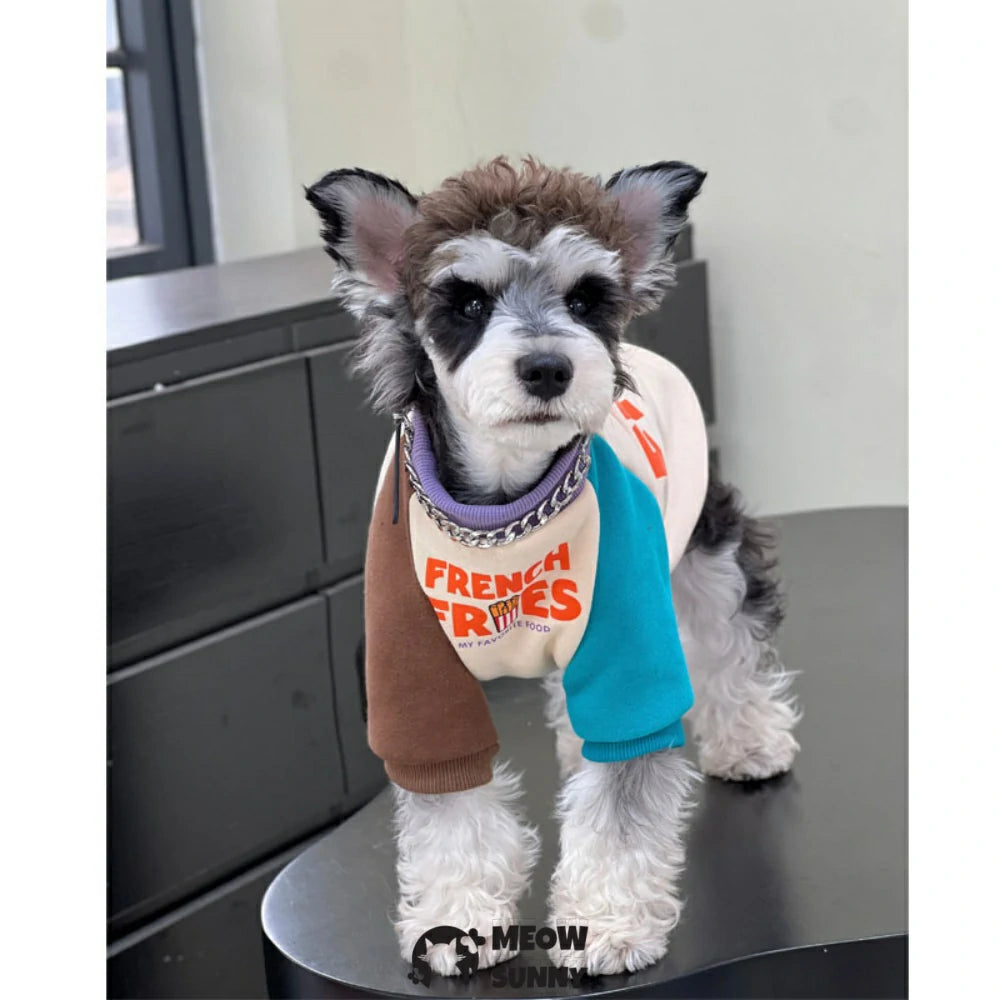 Dog Clothes Autumn/Winter Plush Cotton Colorblock Sweatshirt