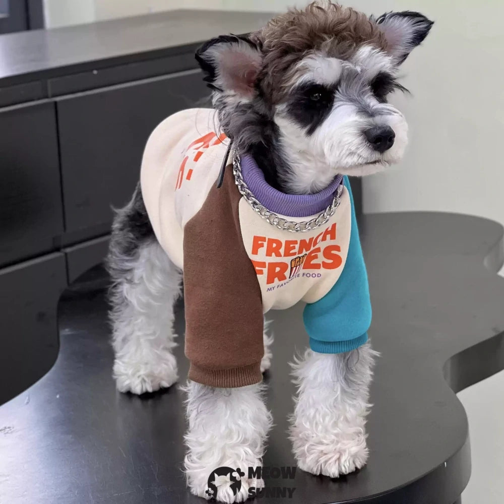 Dog Clothes Autumn/Winter Plush Cotton Colorblock Sweatshirt